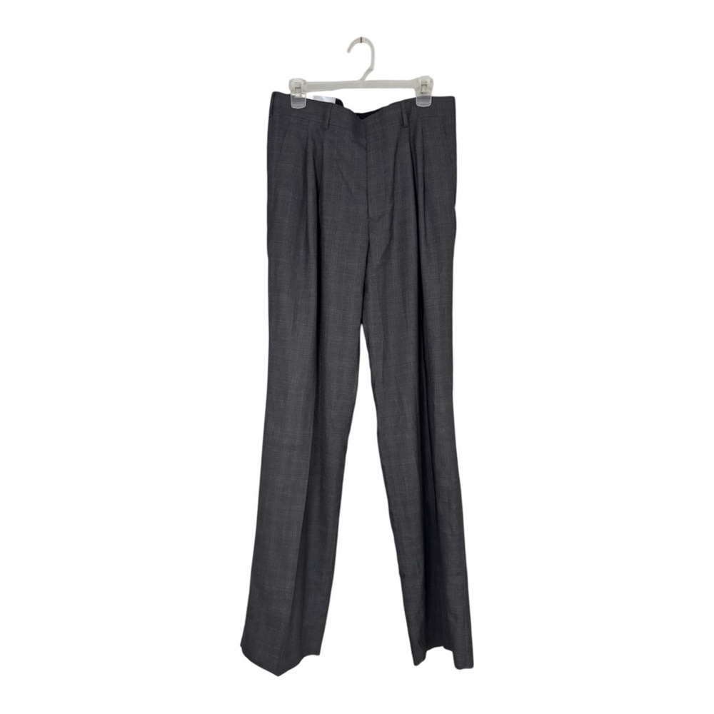 Doc & Amelia Men’s Pants Classic Fit Comfort Style Pleated Gray 34 Raw Hem